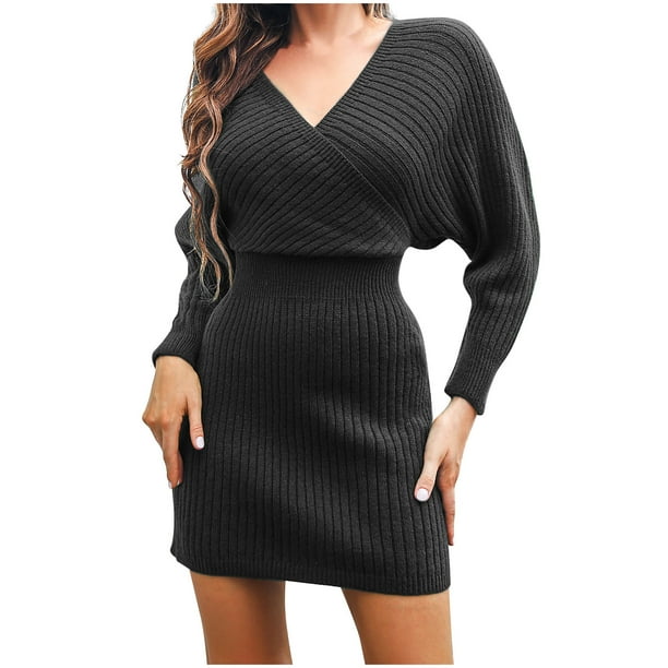 Black sweater wrap dress sales