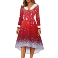 thumbnail image 2 of Christmas Party Printed Dresses For Women Vintage Christmas Midi Dress, Casual Dresses, Cocktail Dress, Party Festive Dresses, Holiday Print, Retro Style,Hot Pink,4XL, 2 of 6