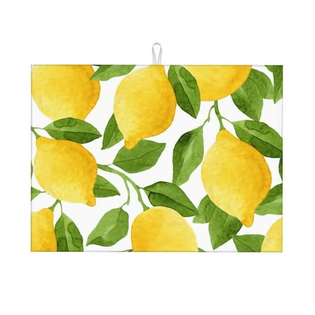 

Bright Yellow Watercolor Lemons Dish Drying Mats Absorbent Dish Drainer Mat For Kitchen Counter Sink Mat Drying Pad 18 x 24