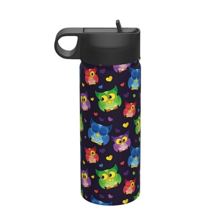 

Goofa Owls And Hearts for Insulated Kettle 18oz Water Bottle Insulated Tumbler with Handle & Flip Straw - Fits in Cup Holder Leak Resistant Tumbler