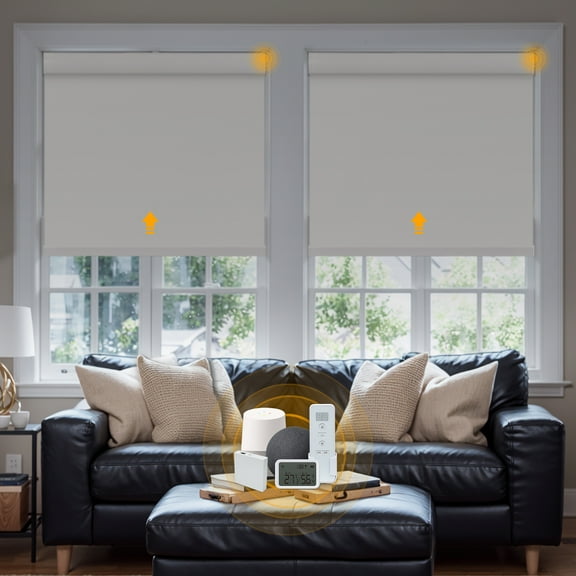 Keego Smart Motorized Roller Shades Work with Wi-Fi Intelligent Sensor Shades with Remote Window Blinds work with Alexa Google for Smart Home Office,22"Wx36"H(White, Blackout)