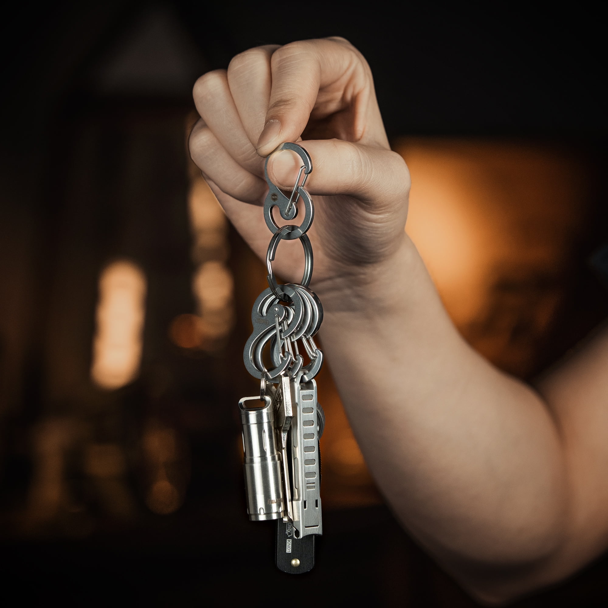 Key Unity Key Chain, KS05 Stainless Steel Carabiner Sets Mini Clips for Keys, Flashlight and Whistles