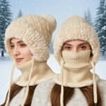 thumbnail image 2 of Bibifish One Piece Scarf Hats For Women Winter Soft Fleece Knitted Scarf Hats Cold Weather Outdoor Activities Thermal One Piece Scarf Hats, 2 of 5
