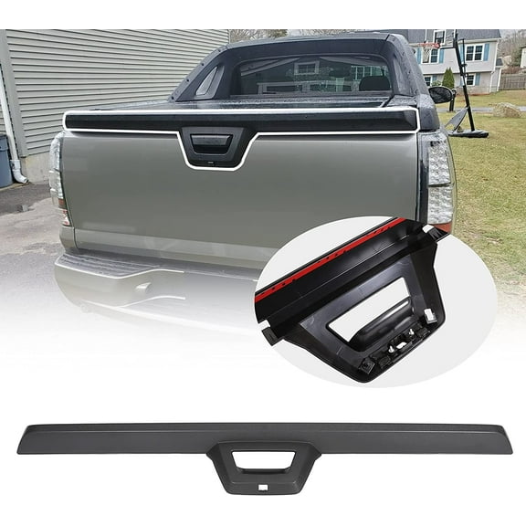KOJEM Tailgate Cap Top Molding Trim Spoiler W/ Camera Hole Black Textured Fits 2007 2008 2009 2010 2011 2012 2013 Chevrolet Avalanche and Cadillac Escalade EXT