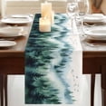 thumbnail image 3 of Spring Green Ombre Forest 70 Inch Table Runner, Abstract Art Mountain Farmhouse Dresser Scarf Cotton & Linen Tablerunner for Dining/Kitchen Island/Holiday Party Décor 13" x 70", 3 of 9