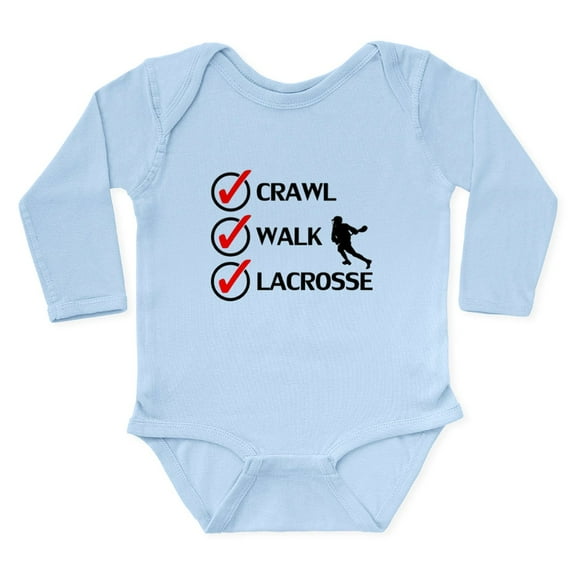 CafePress - Crawl Walk Lacrosse Body Suit - Long Sleeve Cotton Baby Bodysuit