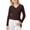 00-Brown1404, variant on Lullu Girl's Tie Wrap Top Solid Lightweight Long Sleeve V Neck Shirt for Dance