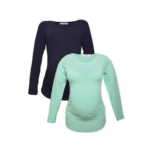 LVMA2300 - 2 Pack - 100% premium Cotton - Women Long Sleeve Maternity T-Shirt