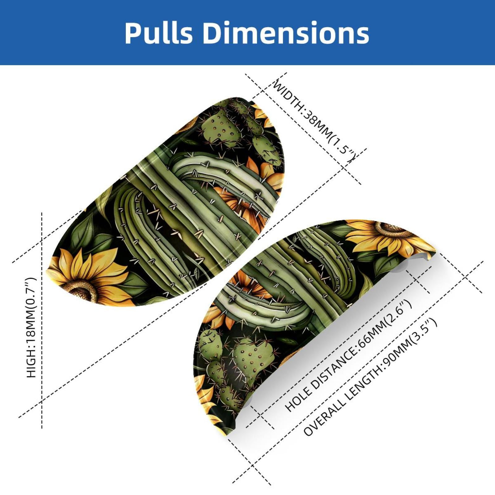PhooArto 6 Pcs Cup Drawer Pulls, Cactu Sunflower Pattern Shell Shape Handles Cabinet Knobs for Dresser Cupboard Closet Wardrobe with Screws