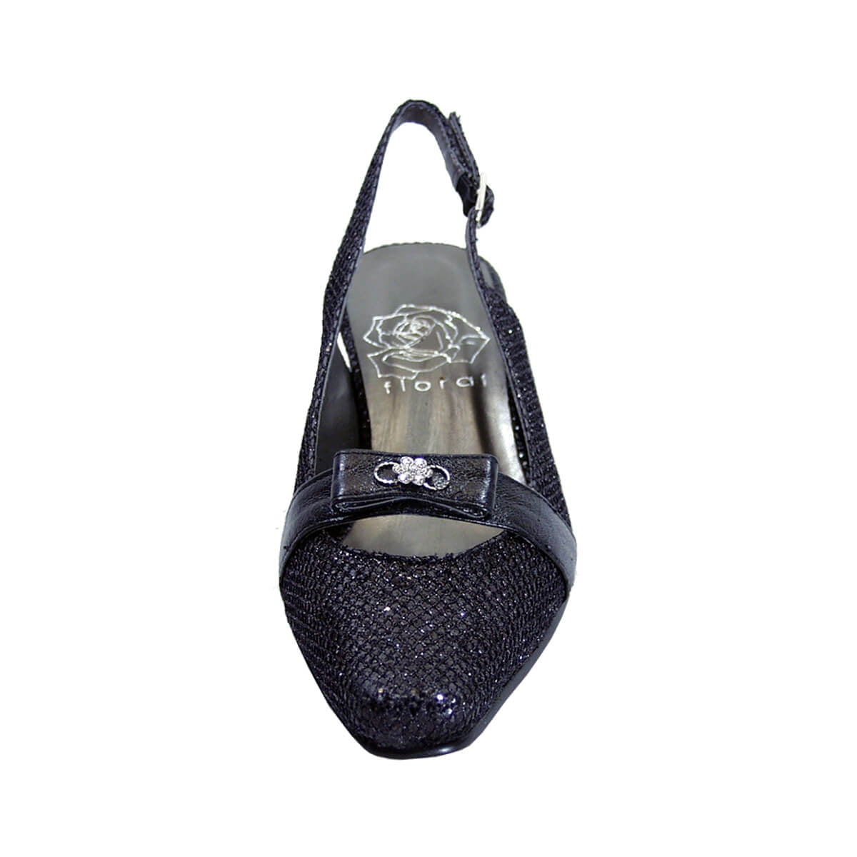 FLORAL Nova Women's Wide Width Pleated Upper Slingback Pumps BLACK 6.5