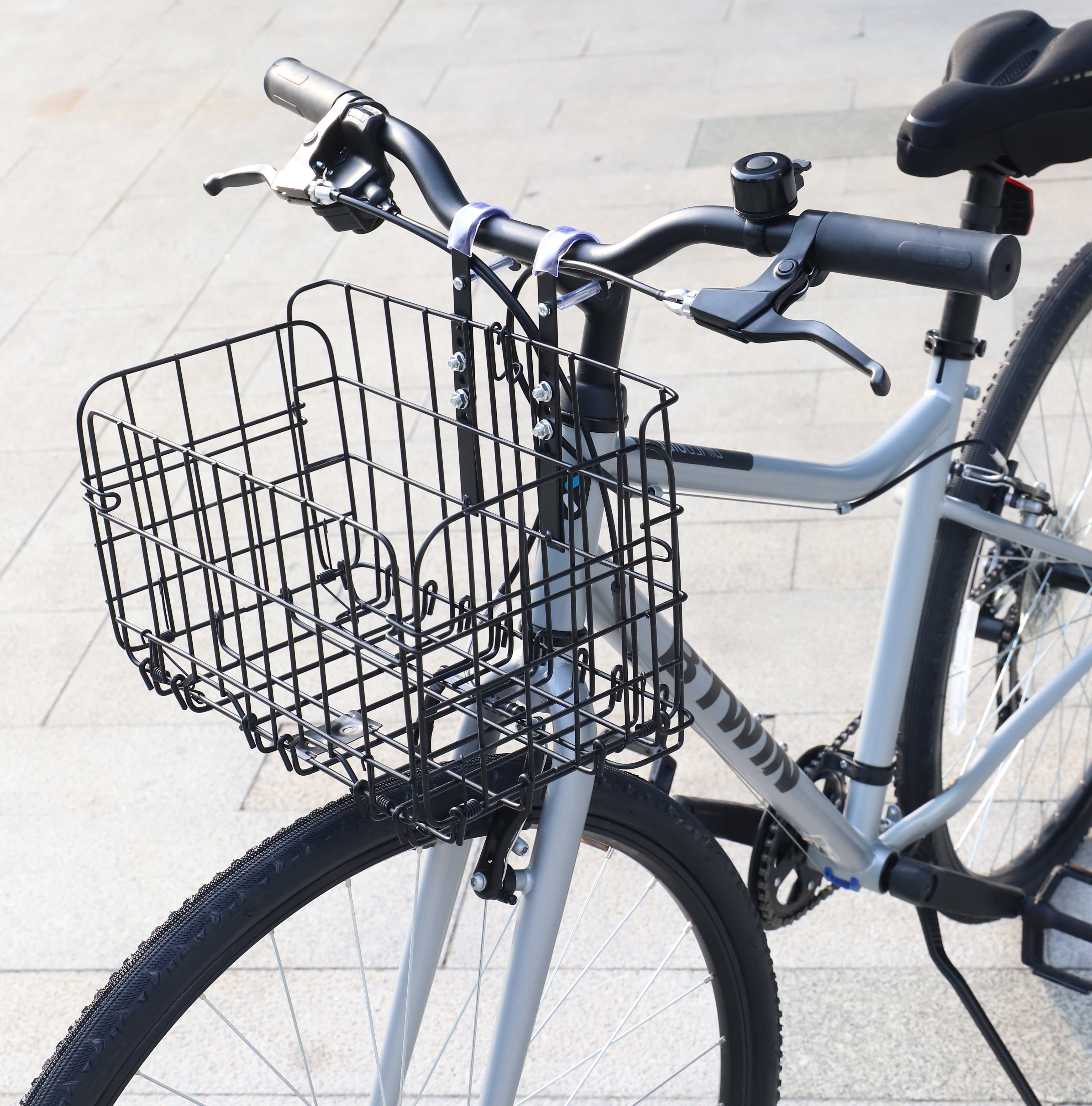 Meghna Front Bike Baskets Upgraded with Bag Black Metal Detachable and Adjustable Height Front Handlebar Bicycle Basket for Unisex Adult Women
