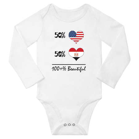 

50% Egyptian + 50% American = 100+% Beautiful Baby Long Sleeve Romper (White 24 Months)