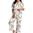 thumbnail image 2 of Huowey Womens Halloween Pajamas Set Short Sleeve Button Down Tops And Pants 2 PC Ghost Pumpkin Graphic Lapel Cozy Daily Loungewear,White,XL, 2 of 4