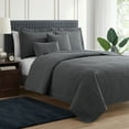 thumbnail image 2 of Clara Clark Home Quilt Set Bedspread - Ultra Soft Microfiber Embossed Grid Weave Pinsonic Lightweight Coverlet - Quilted Comforter 5 Piece Bedding Set - 2 Pillow Shams, 2 Euro Shams - Queen, Gray, 2 of 4