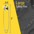 thumbnail image 2 of Mr. Pen- Safety Pins, 3 Inch, 30 Pack, Oversize Safety Pin, Large Safety Pins for Clothes, 2 of 8