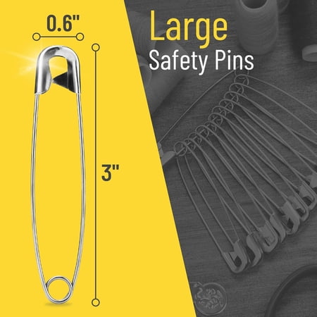 Mr. Pen- Safety Pins, 3 Inch, 30 Pack, Oversize Safety Pin, Large Safety Pins for Clothes