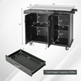 thumbnail image 3 of Costway Kitchen Island Cart Rolling Utility Trolley Stainless Steel Top Wine Rack Black, 3 of 10