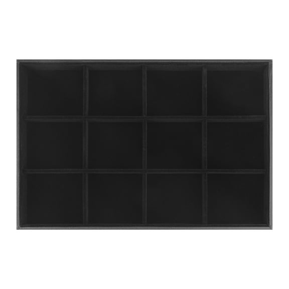 Unique Bargains Velvet Jewelry Boxes Organizer Trays with Removable Dividers for Drawers Black 12 Grid Tray