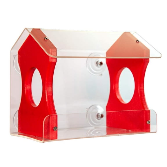 JCs Wildlife Diner 9 Window Bird Feeder - Holds 3 Cups (Red)