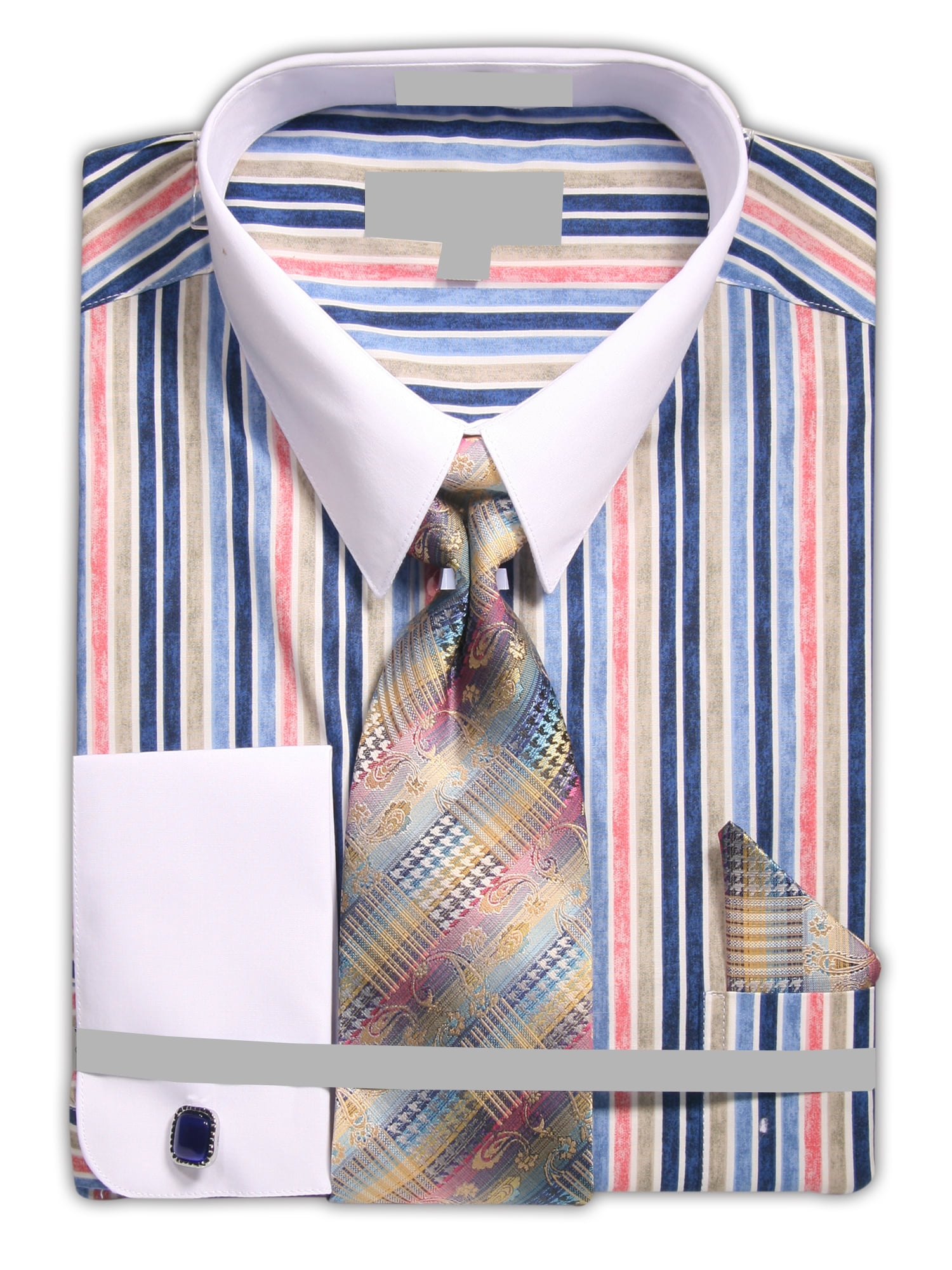 mens striped dress shirt with white collar