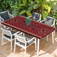 thumbnail image 2 of Red Table Cloths for 3 Foot Rectangle Tables, Boho Vintage Ethnic Tribe Abstract Art Retro Patio Waterproof Elastic Fitted Tablecloths, Washable Rectangular Table Cover for Camping, 2 of 8