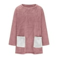 thumbnail image 5 of Htigea Womens Oversized Sherpa Pullover Tops Fuzzy Fleece Sweatshirt Soft Cozy Winter Sweatshirts with Pockets Pink 2XL, 5 of 6