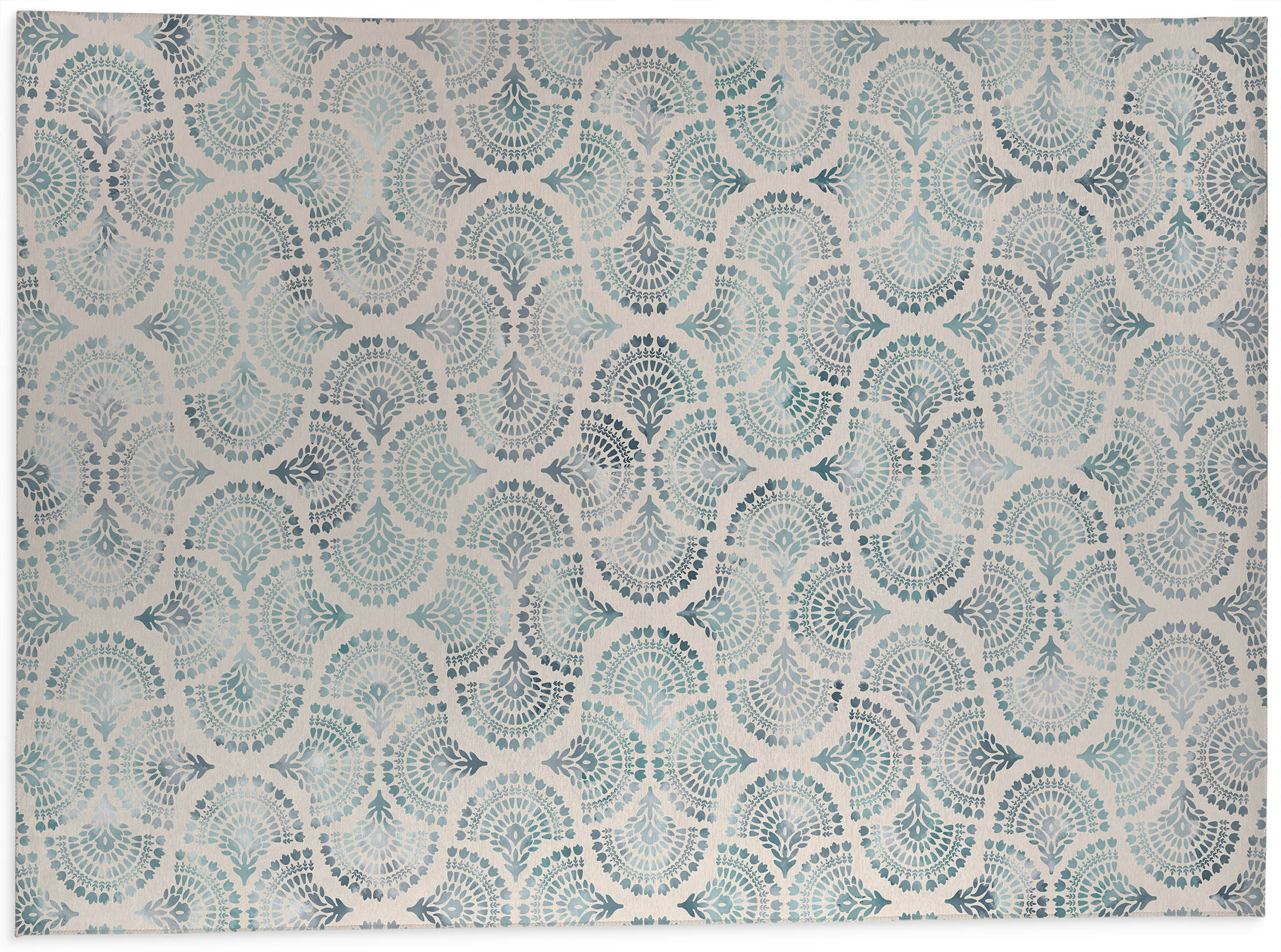 WATERCOLOR FAN BLUE Kitchen Mat By Kavka Designs