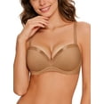 thumbnail image 2 of Deyllo Women Sheer Mesh See-Through Bra Unpadded Underwire Support Bras Push Up Unlined Comfort Beige Underwear Bras 34B, 2 of 3