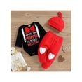 thumbnail image 2 of Kiapeise AmShibel My First Valentine's Day Baby Boy Clothes Outfits Funny Letter Romper Top+Heart Print Long Pants Hat 3Pcs Set, 2 of 9