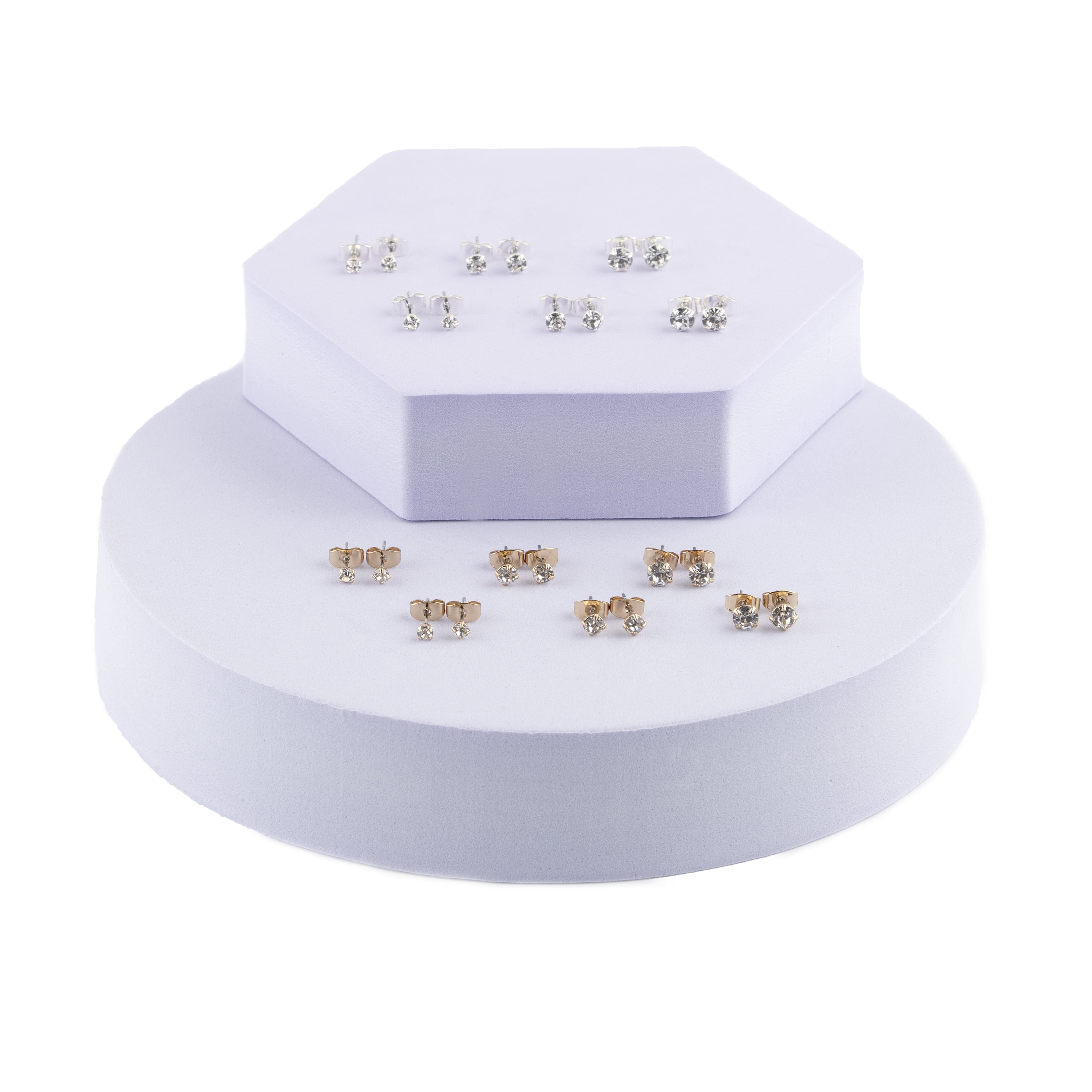 Claire's Silver and Gold Graduated Crystal Stud Earring Set, 12-Pack, Child, Teen, Adult