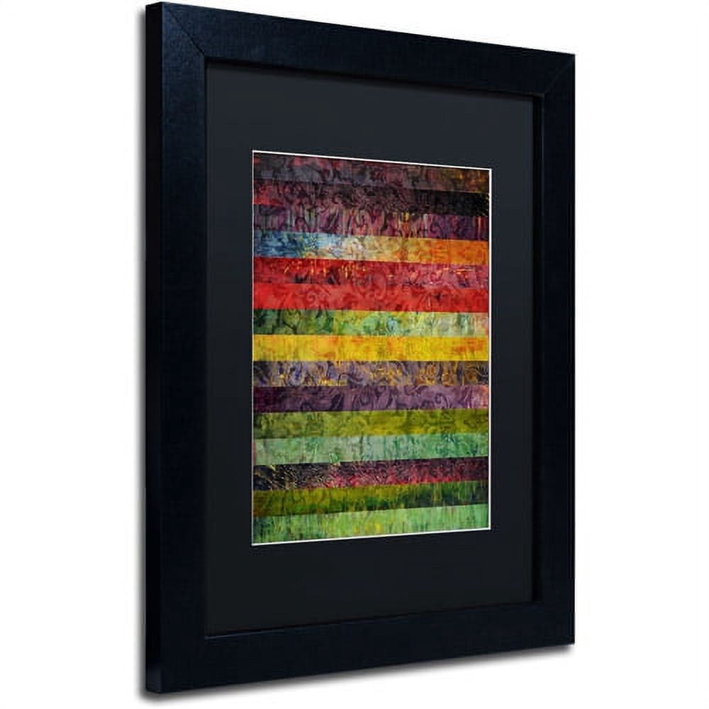 Trademark Fine Art "Brocade and Stripes 3" Canvas Art by Michelle Calkins, Black Matte, Black Frame