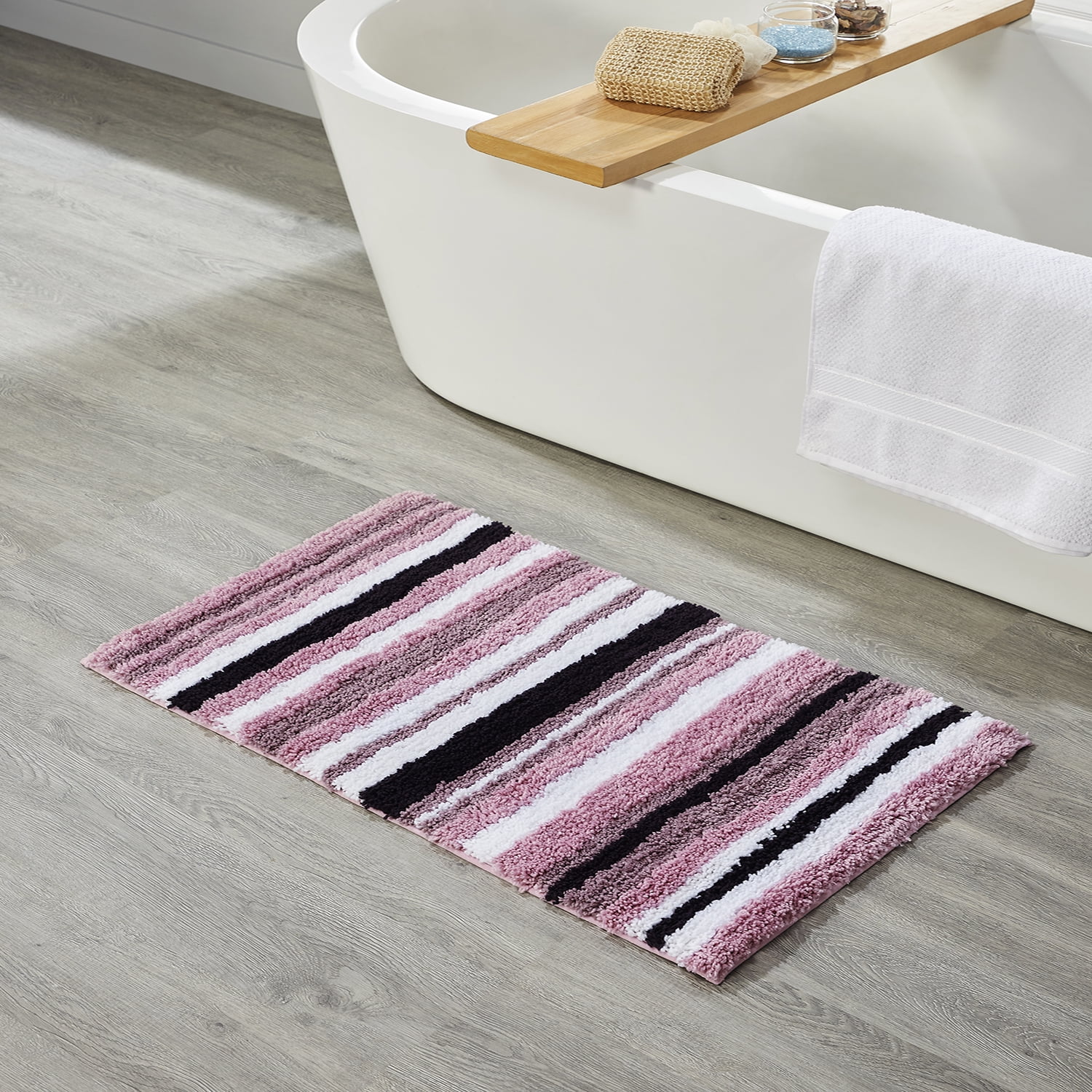 Better Trends 2 Piece Bathroom Rug Set 100% Polyester Soft Water Absorbent Non Slip Bath Mat Machine Washable Rug Griffie Collection - Purple