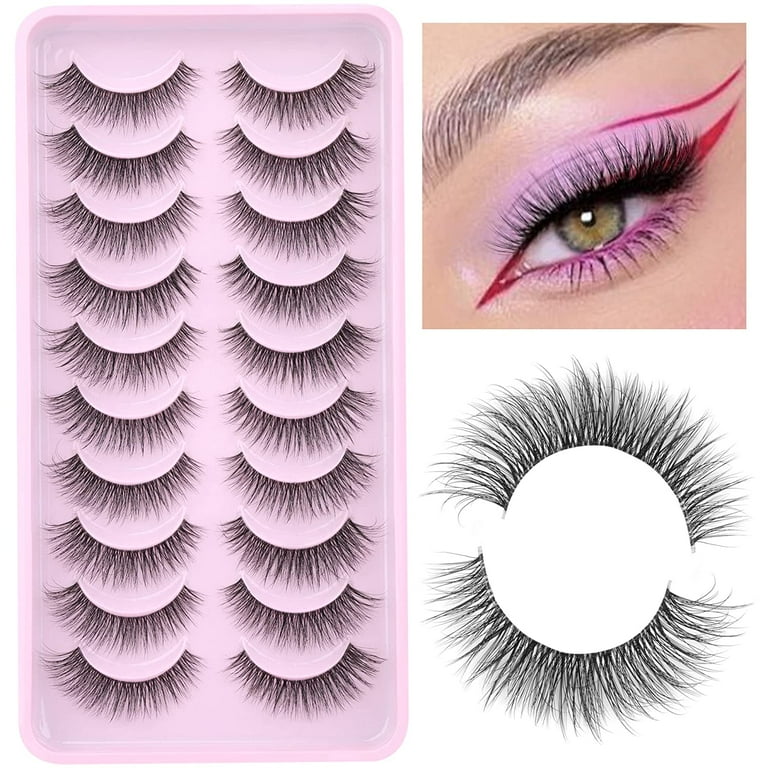 Brown Lashes Anime Eyelashes Natural Look Wispy Fake Eyelashes Manga Clear  Band Cluster Eye Lashes Individual DIY False Eyelashes Pestañas Postizas 10  Pairs 