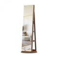 thumbnail image 2 of 360 °   Rotating Jewelry Cabinet with Full Length Mirror Lockable Lighted Interior MDF Standing Jewelry Armoire Organizer with Storage Drawer Hooks Light Walnut, 2 of 9