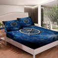 thumbnail image 2 of Nautical Rudder Bed Sheet Set Mystic Spider Web Trippy Blue Black Sheet Sets Deep Pocket(No Flat Sheet),Navigation Ocean Adventure Theme Psychedelic Mattress Cover,Twin with 1 Pillowcase, 2 of 6