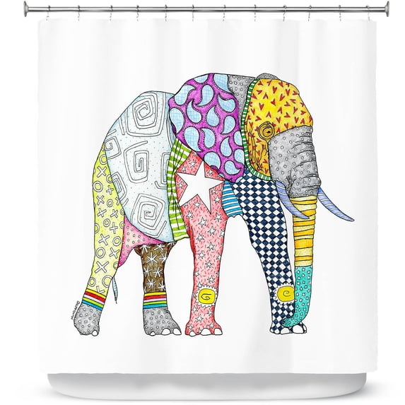 Shower Curtains 70" x 93" from DiaNoche Designs by Marley Ungaro - Elephant White