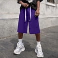 thumbnail image 5 of Resicozy Baggy Sweat Shorts Men 2026 Cotton Y2k Shorts Casual Under Knee Shorts Hem Gym Shorts with Pockets Purple XL, 5 of 6