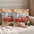 thumbnail image 2 of Red Truck Fall Outdoor Waterproof Pillow Covers, Thanksgiving Botanical Pumpkins Leaves Wooden Decorative Square Throw Pillowcase Sofa Cushion Sham for Patio/Couch/Chair, 26"x26" 2 Pack, 2 of 8