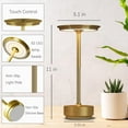 thumbnail image 6 of FDIDC 2 Pack Cordless Table Lamps Rechargeable, 5000mAh Portable LED Table Light, 3 Color Stepless Dimming Battery Powered Table Lamp, for /Restaurant/Home/Outdoor.(Brushed Gold), 6 of 6