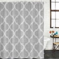 thumbnail image 2 of Grey Moroccan Shower Curtain, Waterproof Shower Curtains for Bathroom, Vintage Ethnic Abstract Geometric Stripes Washable Fabric Bathtub Curtain Set Bath Decor with 12 Hooks 48"x72", 2 of 8