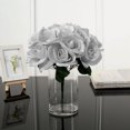 thumbnail image 5 of Balsa Circle Silver 12" Artificial Velvet Roses Flowers Arrangement Wedding Bouquet, 5 of 8