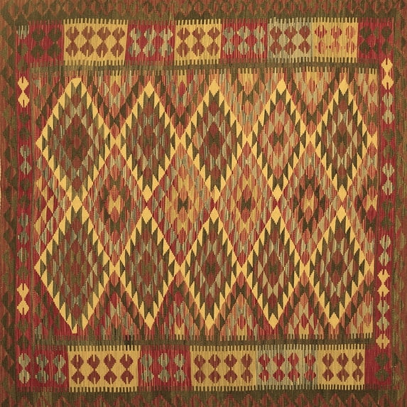 Ahgly Company Indoor Square Oriental Brown Traditional Area Rugs, 6' Square