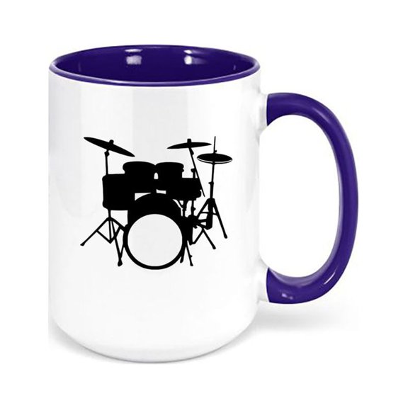 Drummer Mug, Gift For Drummer, Drumset Mug, Drummer Gift, Percussion Mug, Gift For Him, Musician Mug, Birthday Gift, Drumming Cup, Drums, BLUE