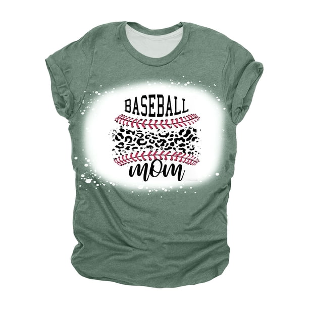 Mujeres Casual Béisbol Mamá Tie-dyed Impreso Manga corta Cuello redondo Pullover Blusa Camiseta Tops OAVQHLG3B Store lin121212
