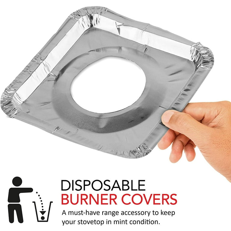 50 Pack Aluminum Foil Square Stove Burner Covers Range Protectors Bib  Liners Disposable Gas Burner Bibs Gas Top- 8.7 X 8.7