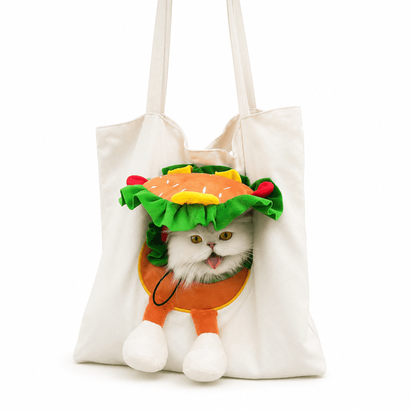 Cat Carrier Bag, Cute Cat Head Canvas Shoulder Tote with Drawstring Top for Small Dogs and Cats Pet Supplies