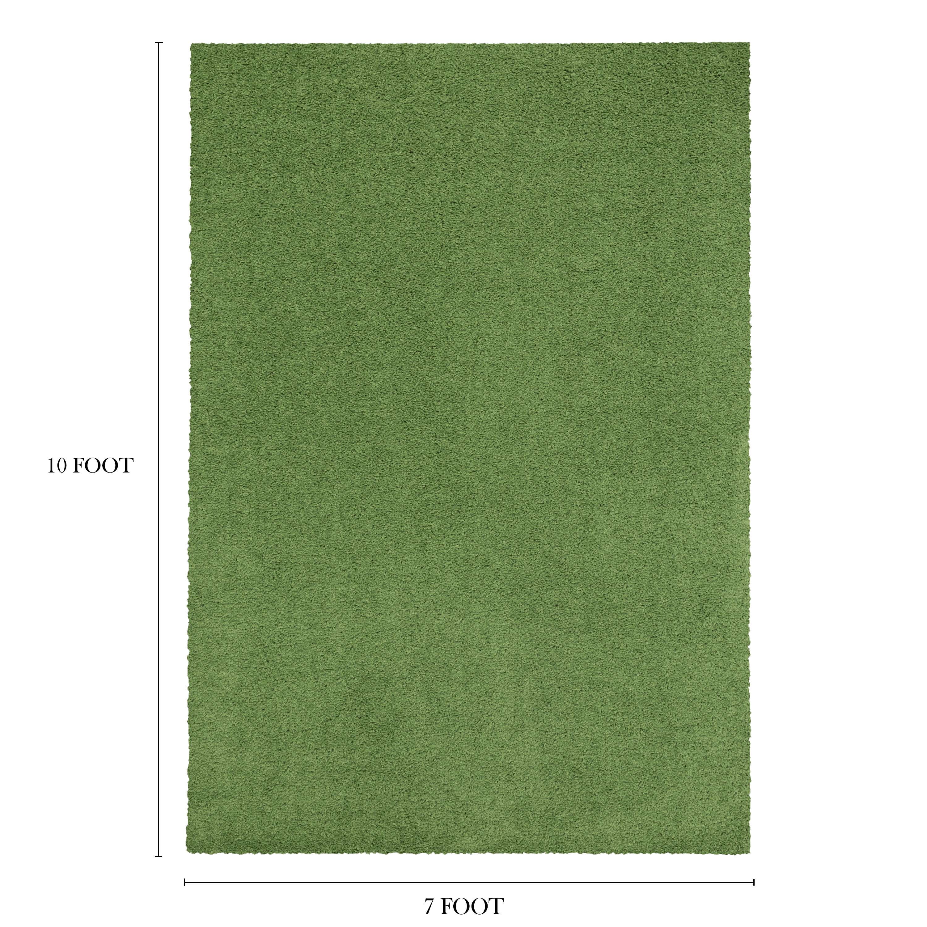 Mainstays Traditional Solid Green Shag Indoor Area Rug, 7' x 10'