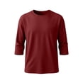 thumbnail image 6 of Mifsaly Cotton Tshirts for Men 3/4 Sleeve Casual Crewneck Tops Soft Breathable Regular Fit Layering Everyday Lounge Pullover Wine,S, 6 of 7