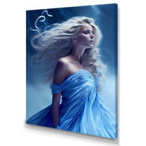 Designart Silver Ice And Blue Archangel III Canvas Wall Art