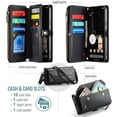 thumbnail image 3 of Funda tipo cartera para Google Pixel 9A con bloqueo RFID, tarjetero, cremallera y ranura para billetes, correa de hombro magnética de piel sintética suave para mujer, 3 of 10